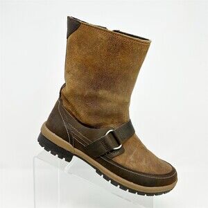 Merrell Emery Buckle Harness Mid-Calf Boots Womens Brown Side Zip Moto Size 8